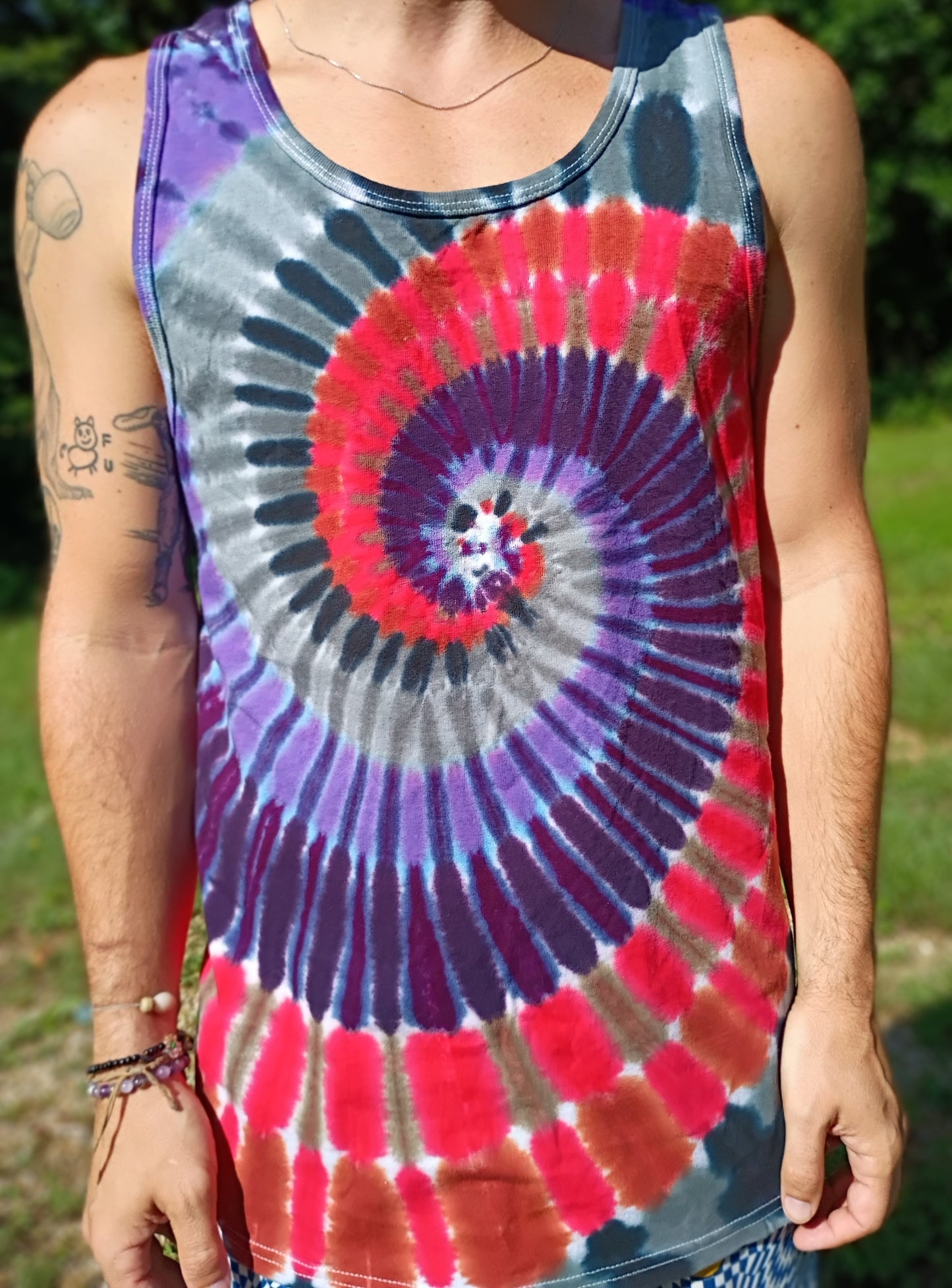 Dragons Blood Tie Dye Tank Top Spiral Modeled