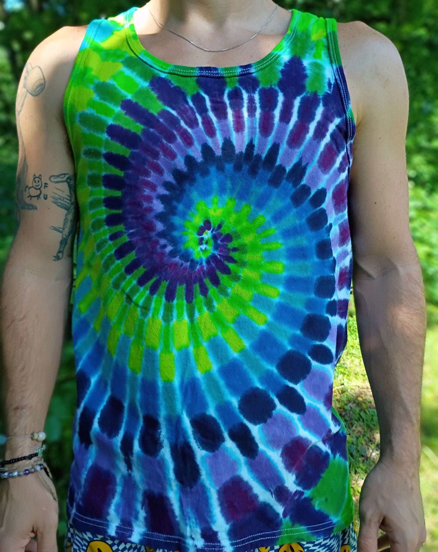 Noxious Tie Dye Tank Top Spiral Modeled