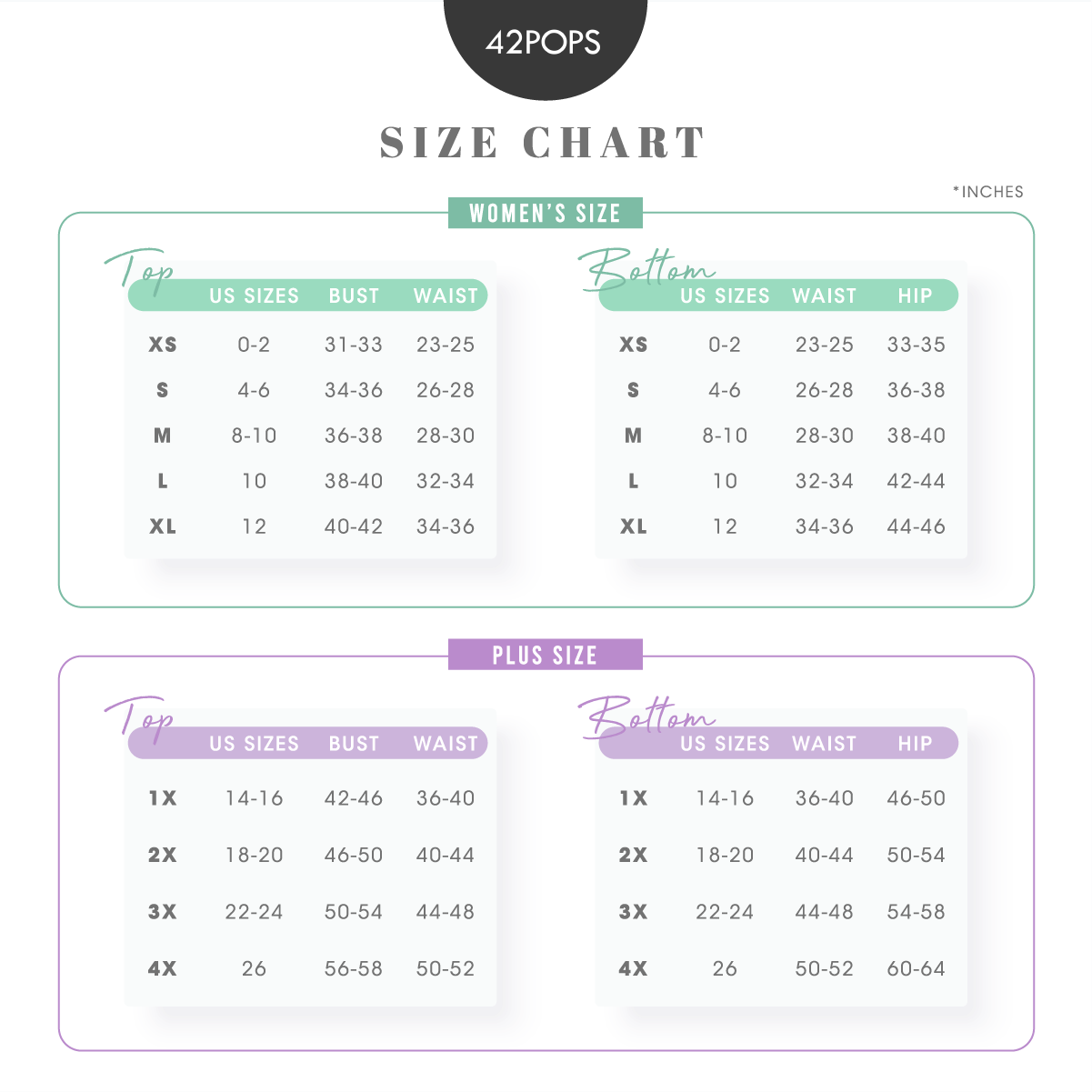 Women's Tank Crop Top Size Chart