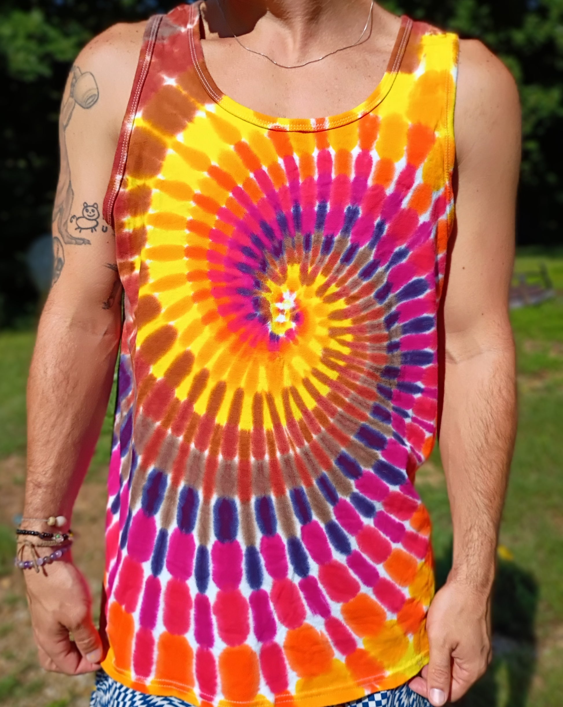 Molten Tie Dye Tank Top Spiral Modeled