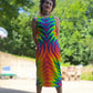 Womens Tie Dye Rainbow Wig Wag Dress Modeled
